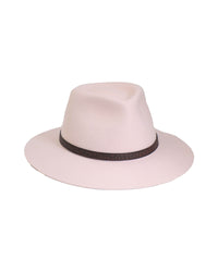 Dingo Felt Hat Blush, Australian wool felt fedora with leather band and UPF 50+ rating.