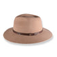 Brown fedora hat with a brown band on a white background