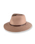 Brown fedora hat with a brown band on a white background