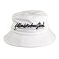 Side-angle view of The Rusty bucket hat showcasing the curved brim and logo placement. A casual, wearable piece made from breathable cotton twill, perfect for folding up in your bag or styling at a festival.

