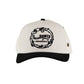 Front view of FBS Logo Cap – 5 Panel White with black brim and embroidery

