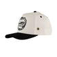 Top-down detail of FBS 5-panel cotton cap in white

