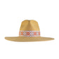 front profile of mustard festival hat with floral ribbon band


