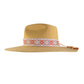 Side profile of mustard festival hat with floral ribbon band

