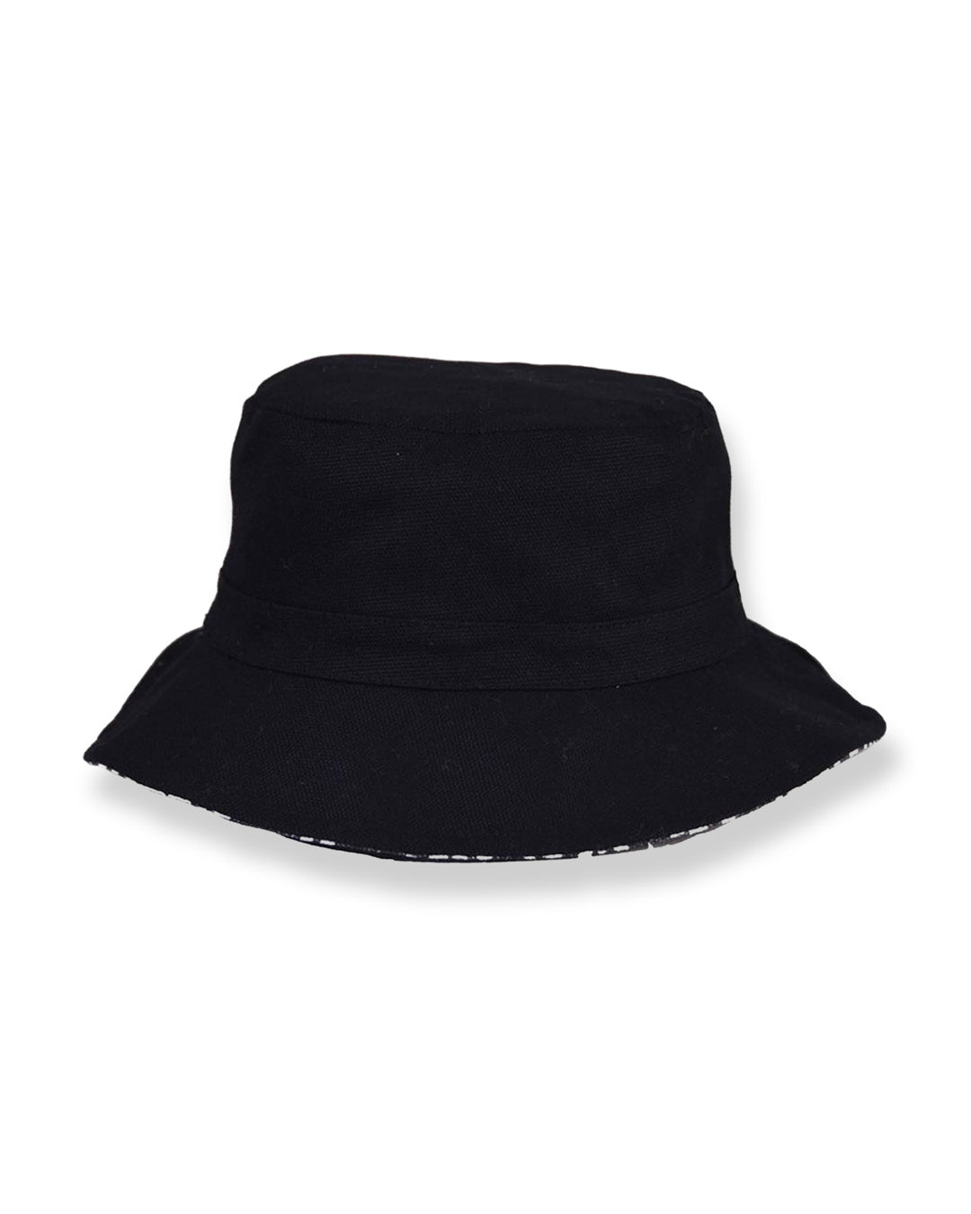 Black bucket hat on a white background