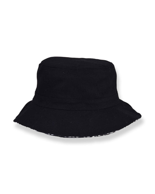 Black bucket hat on a white background