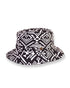 Black and white patterned bucket hat on a white background