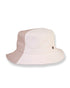 Two-tone bucket hat with beige and tan colors on a white background