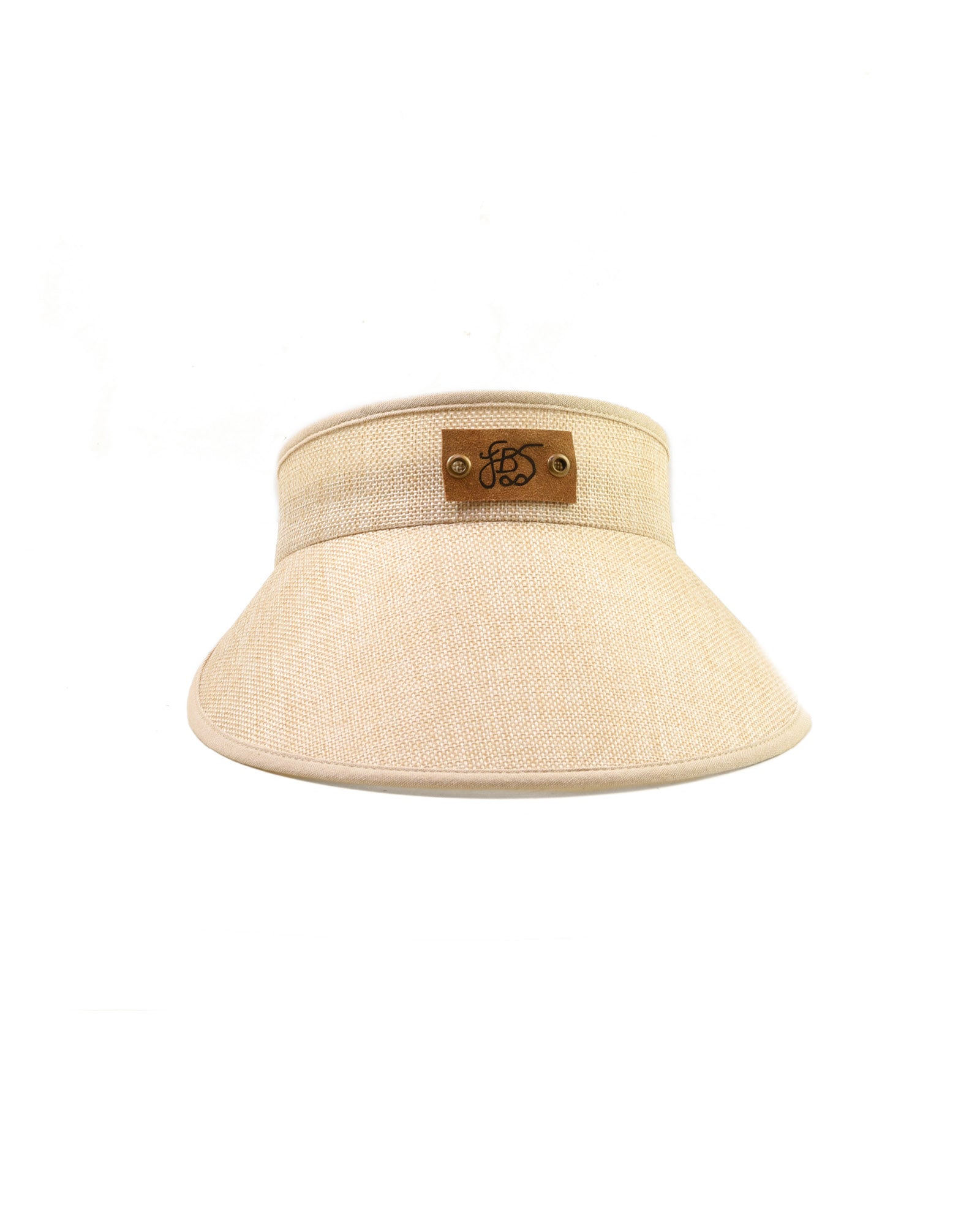 Horizon Visor Natural, woven visor hat with leather FBS patch.