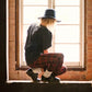 FallenBROKENstreet navy felt hat resting on window light, showcasing smooth velveteen texture and timeless silhouette.