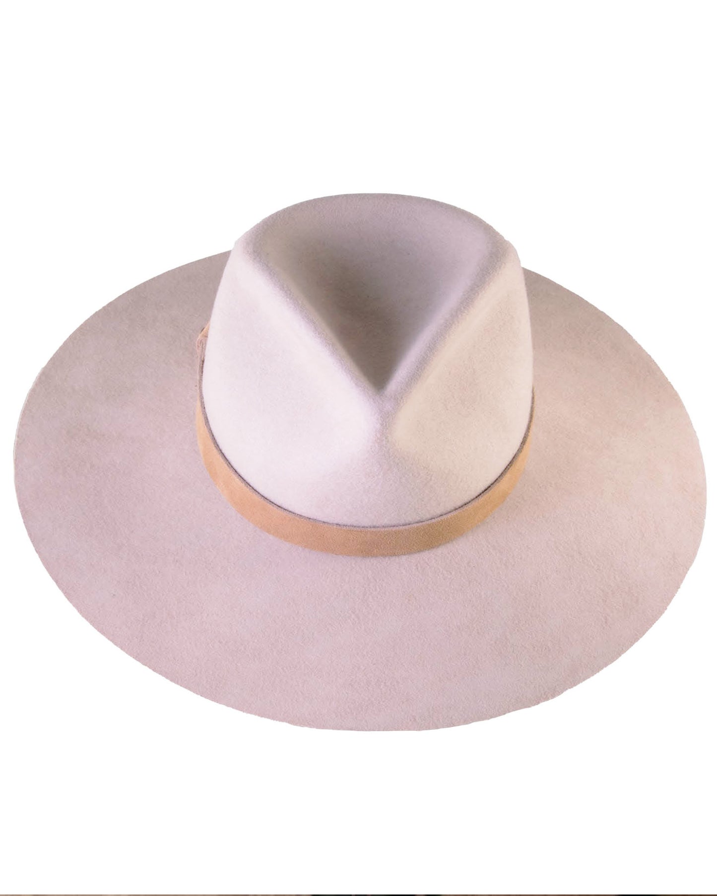 Top-down view of The Jose wool felt crown and brim

