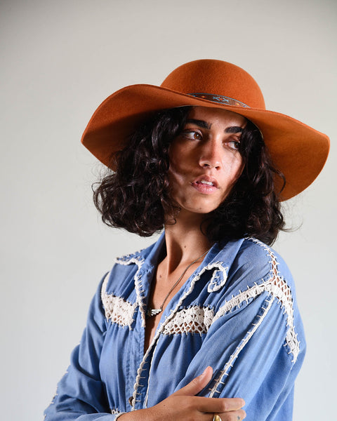 Rust Floppy Felt Hat Boho Wool Hat | Fallen Broken Street  display picture 2