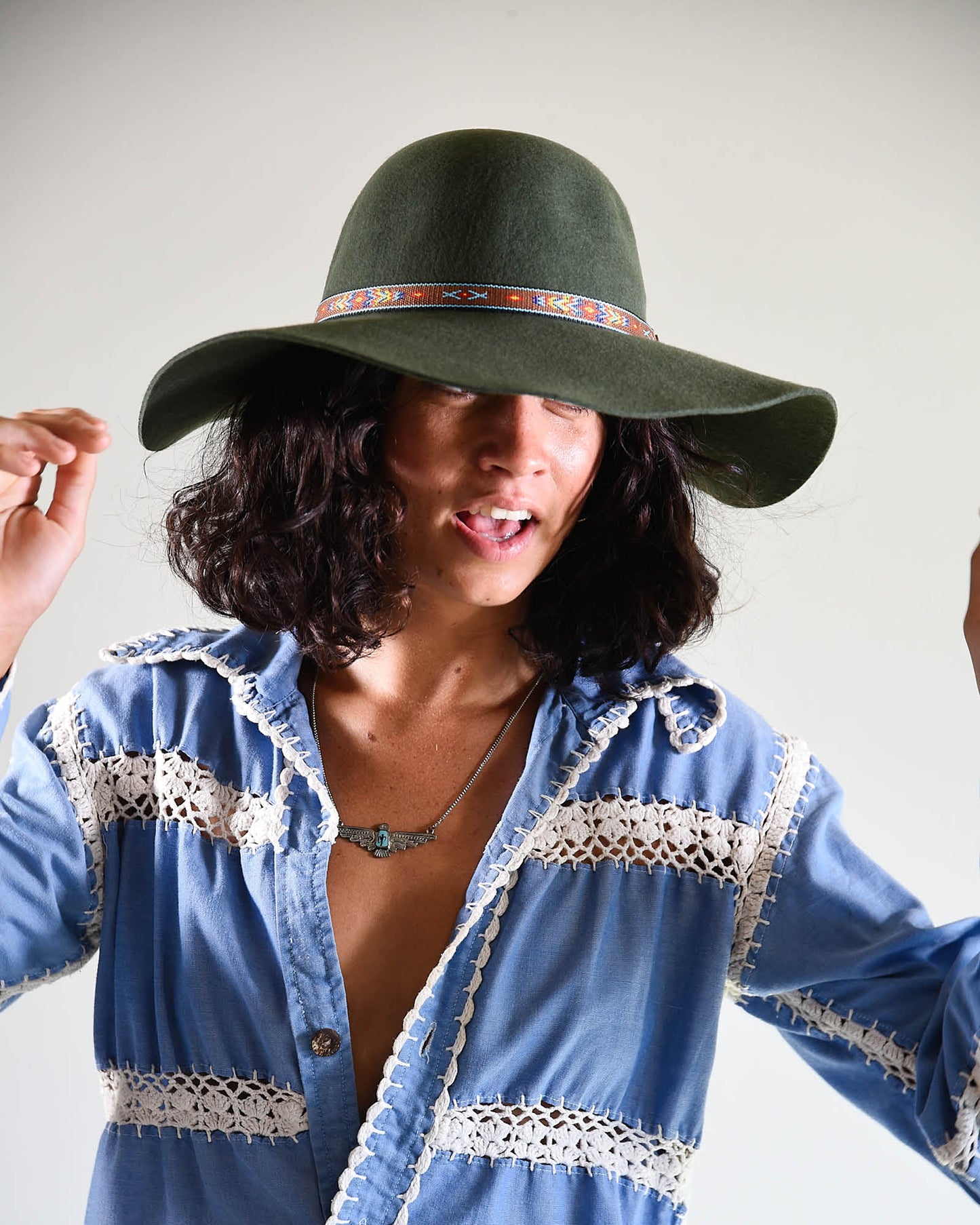 The Little Hippie Floppy Felt Hat - Forest Green