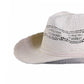 Close-up of the brim showing adjustable wire edge for flexible shaping and sun protection. Handmade with comfort and movement in mind.

