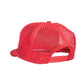 Rear view of the red Marty Baptist Art Gallery Trucker Cap, showcasing the adjustable snapback and breathable mesh structure. The embroidered “BAPTIST” detail along the back confirms its limited-edition status. Part of the FBS x Marty Baptist capsule, this cap is perfect for long sunny days, creative expression, or adding edge to minimalist outfits. One-size-fits-most with maximum attitude.