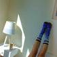 Whale socks featuring Byron Bay ocean design, reinforced heel and toe, unisex AU5–14.