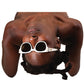 Creative upside-down portrait of model wearing NYX White on Black sunglasses

