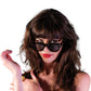 Bold and playful close-up of NYX Black sunglasses worn by female model