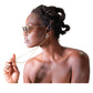 Model wearing NYX Skywalker sunglasses by FallenBROKENstreet – white frame with bronze lenses

