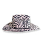 Zebra print hat on a white background