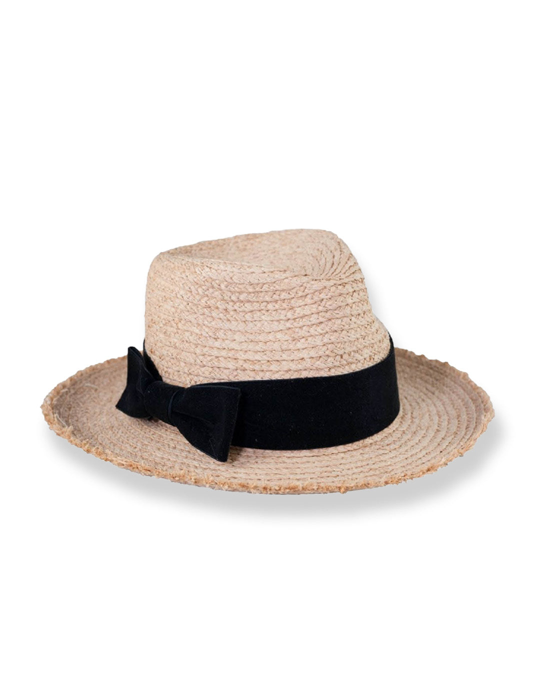 Straw Raffia Hat with black bow
