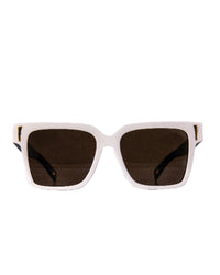 Clear acetate sunglasses with brown polarised lenses – front view

