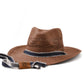 Sun Chaser Cowboy Straw Hat Chocolate, raffia cowboy hat with denim strap and bendable brim.