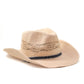 FallenBROKENstreet Sun Chaser Cowboy Hat, raffia straw with leather band and denim strap.