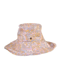 Sunday Bucket Hat Paisley, cotton canvas wide brim summer hat with breathable band.