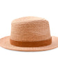 Right Side view FallenBROKENstreet Straw Hat – Natural raffia with leather band and feather accent.