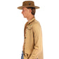 A man in a light denim shirt wearing The Notebook vintage tan hat, perfect for road trips, festivals, or everyday style.

