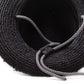 Inside closeup of FallenBROKENstreet Outrider Straw Hat – Black Raffia with frayed brim and cord tie.