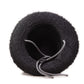 Bottom view of FallenBROKENstreet Outrider Straw Hat – Black Raffia with frayed brim and cord tie.