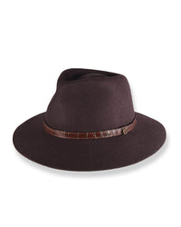 The Dingo Chocolate felt hat rich brown Australian wool fedora with leather band outdoor lifestyle