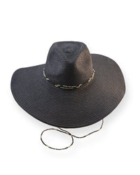 The Paloma - Wide Brim Straw Hat in Black
