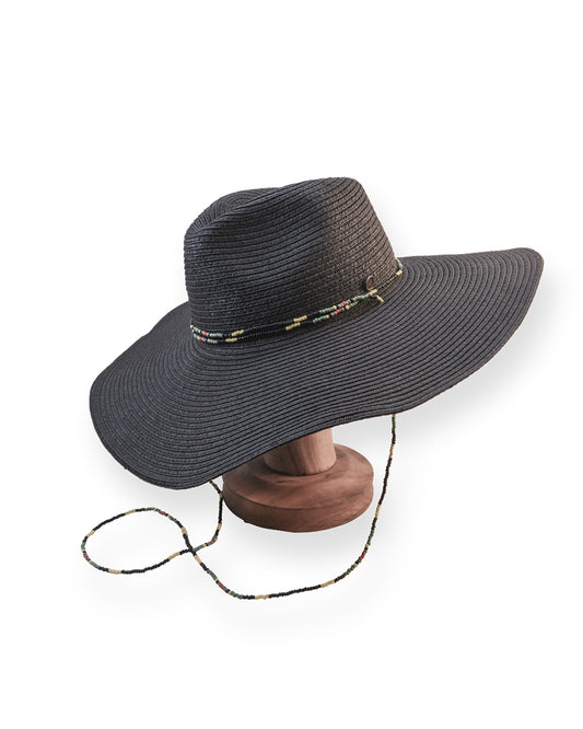 The Paloma - Wide Brim Straw Hat in Black