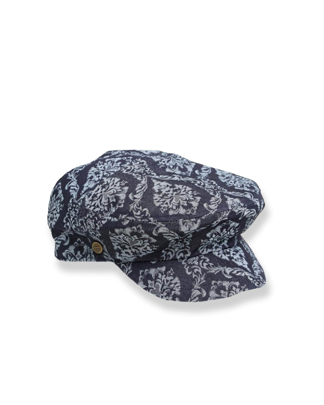 denim flat cap with flower pattern
