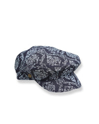 denim flat cap with flower pattern