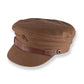 Brown cap with a leather strap on a white background