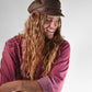 man wearing the sea fisherman cap on a grey background
