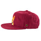 full side view Kids red corduroy snapback hat with detailed dingo embroidery on the front and flat brim – Fallenbrokenstreet kids cap.
