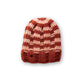 The Transcend Stripes Beanie maroon beige striped fisherman beanie with short fit sitting above the ear for everyday styling
