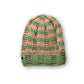 The Transcend Stripes Beanie green beige striped fisherman beanie with short fit sitting above the ear for everyday styling