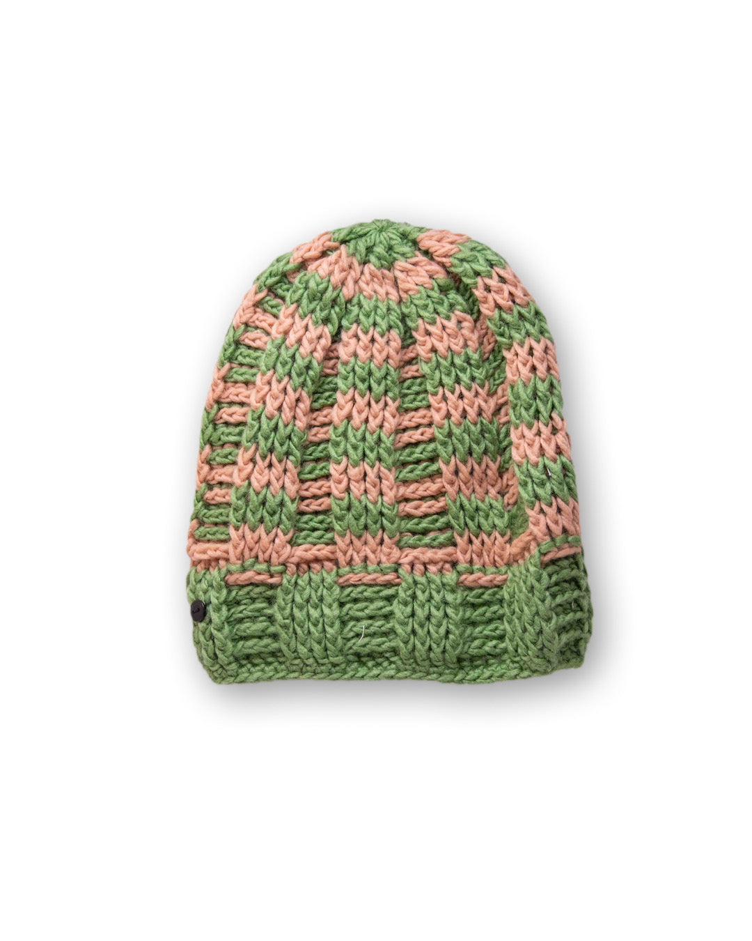 The Transcend Stripes Beanie green beige striped fisherman beanie with short fit sitting above the ear for everyday styling