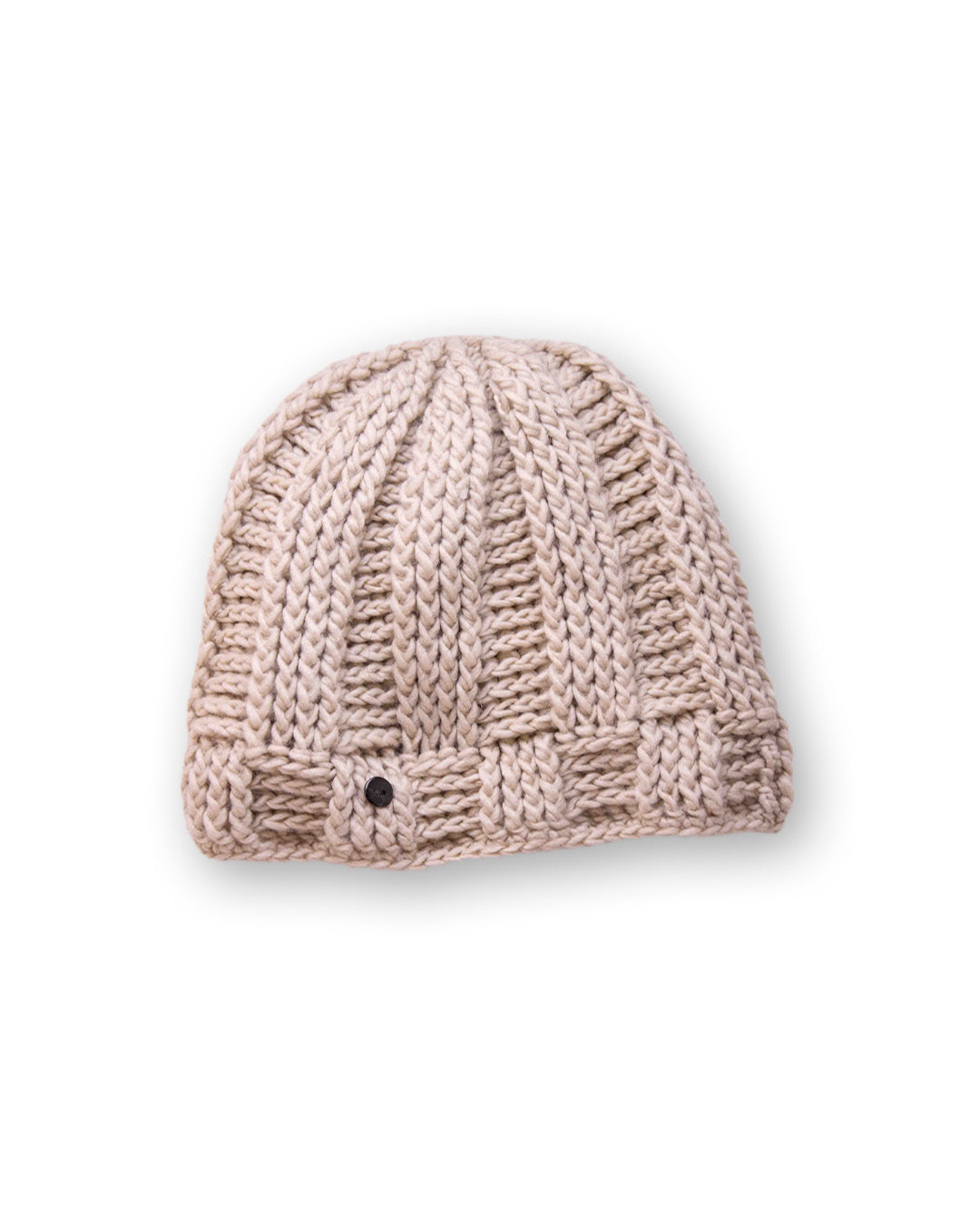• The Transcend Classic Beanie beige close-up showing knit texture and soft neutral tone
