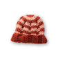 The Transcend Stripes Beanie maroon beige detail image highlighting fold-over cuff and knit construction