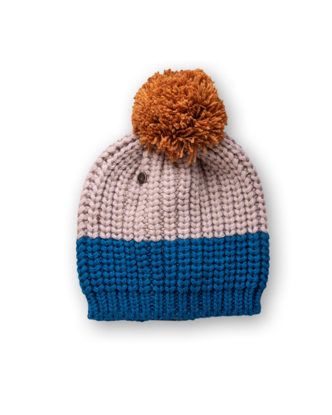 • The Kettle Beanie product shot on neutral background showing relaxed shape and bold colour combination
