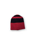 The Wally Beanie red black product shot on neutral background showing short shape and strong colour contrast
