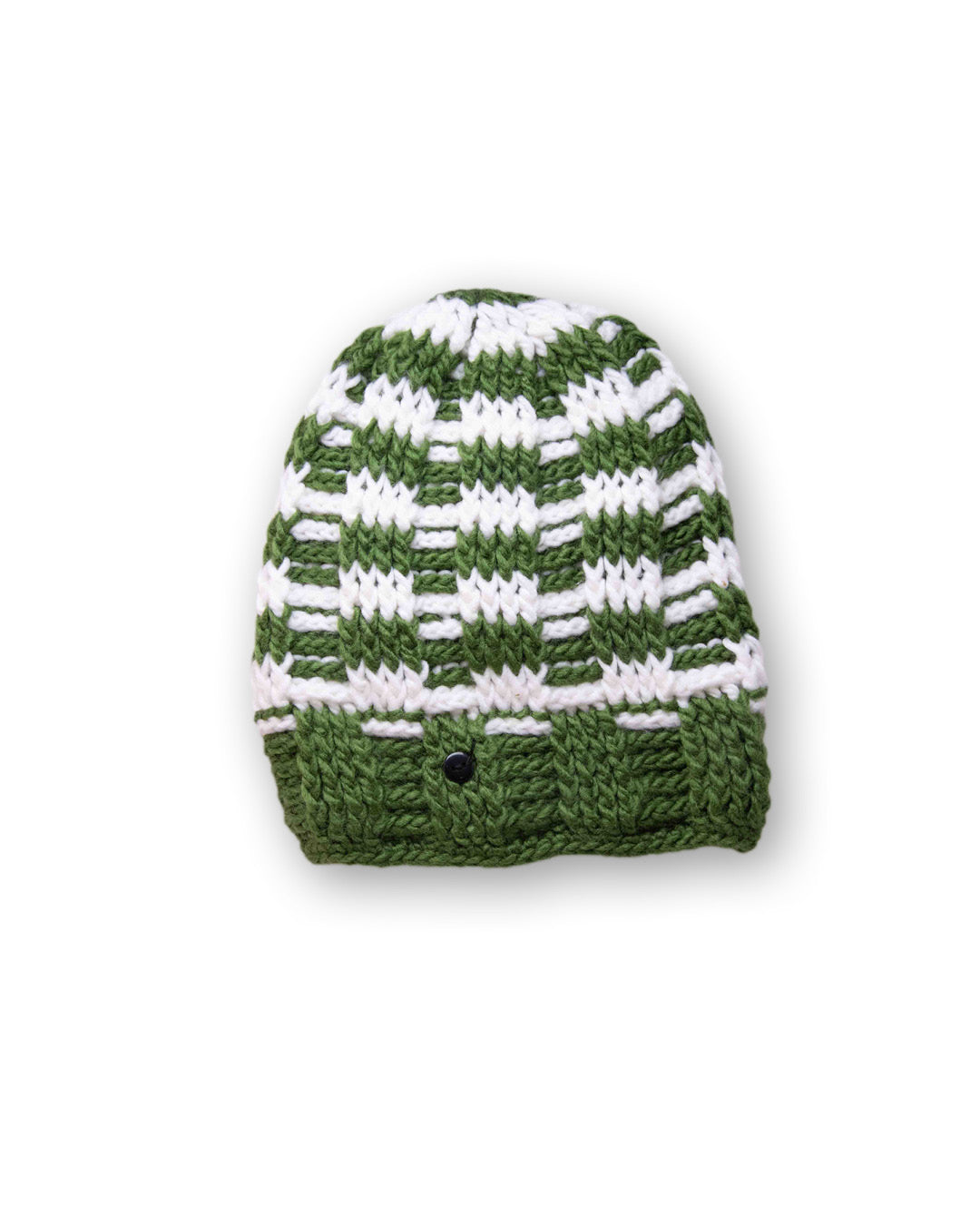 •The Transcend Stripes Beanie product shot on neutral background showing compact shape and bold stripe design
