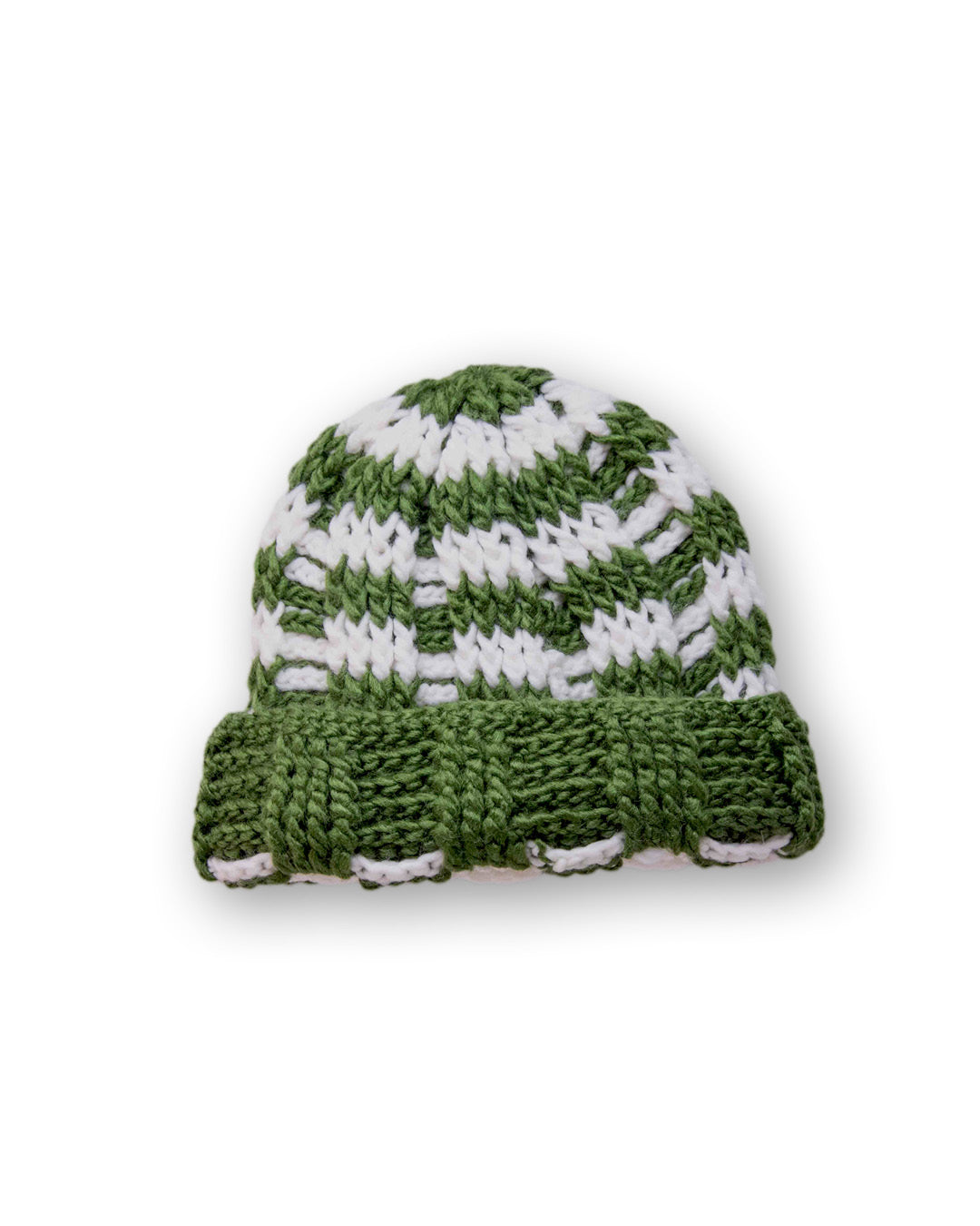 The Transcend Stripes Beanie detail image highlighting fold-over cuff and knit construction